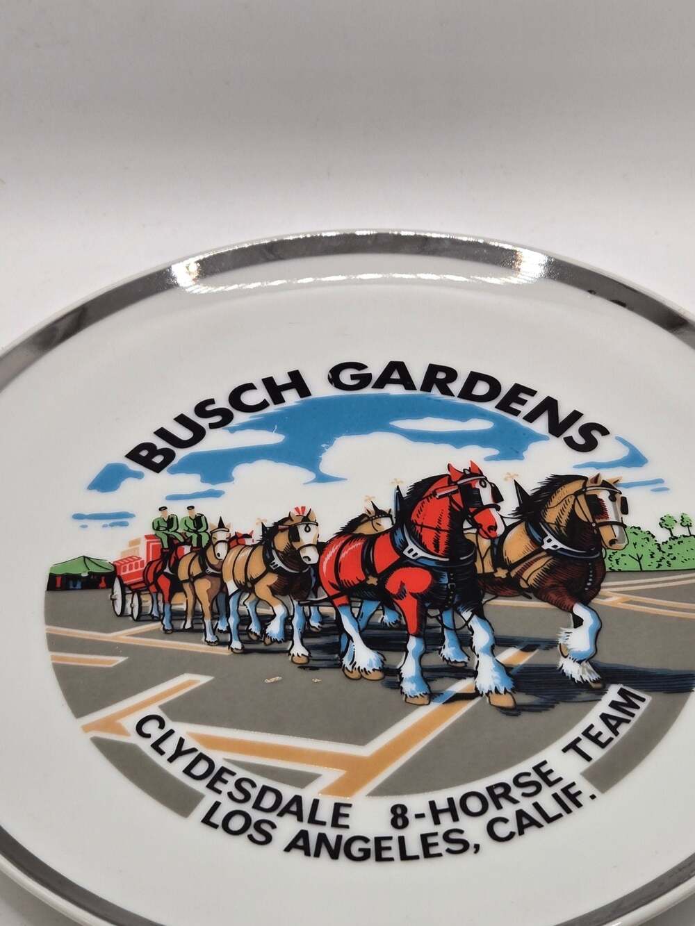 VTG Clydesdale 8 Horse Team Busch Gardens Los Angeles Plate